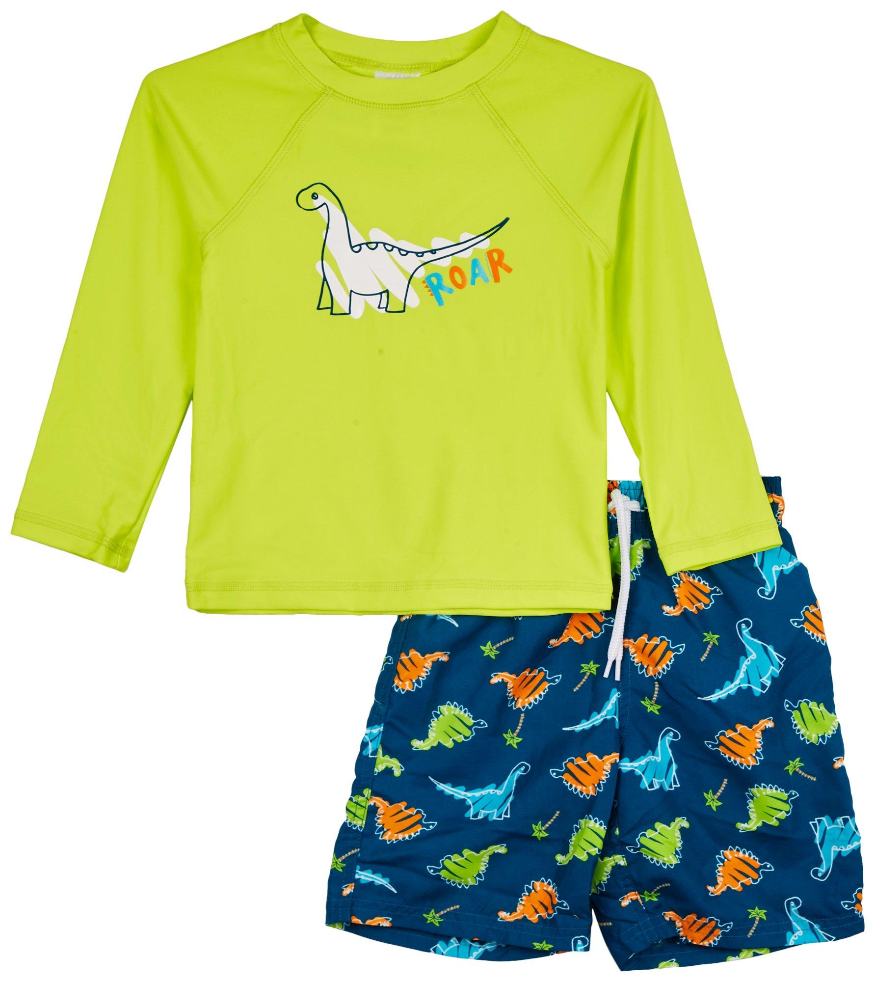 Little Boys 2-pc. Crayon Dino Swimsuit Set