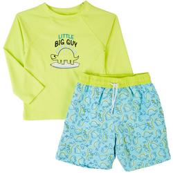 Little Boys 2-pc. Dino Rashguard Swimsuit
