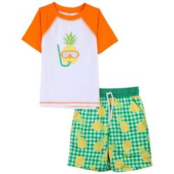 Floatimini Little Boys 2-pc. Pineapple Swimsuit Set