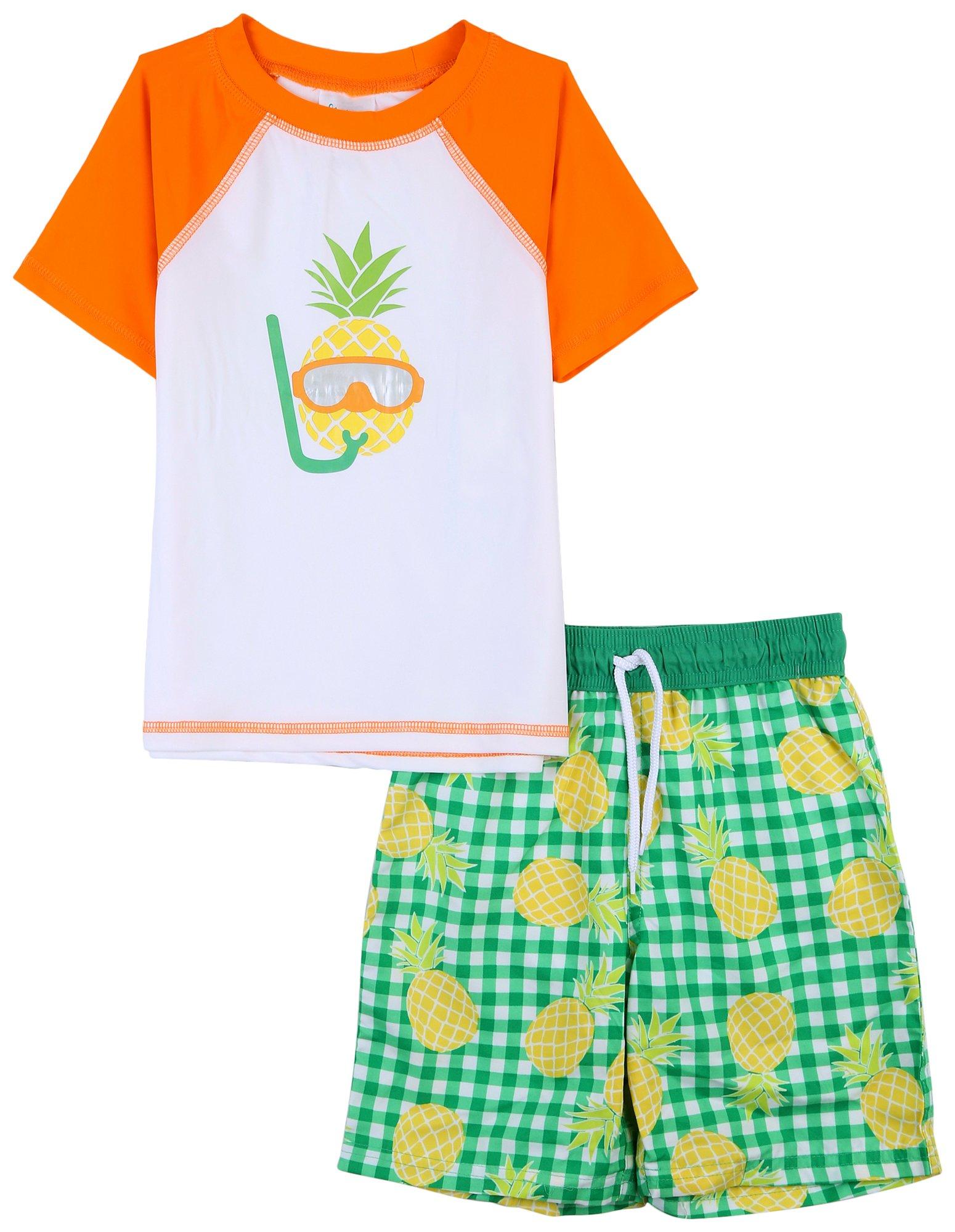 Little Boys 2-pc. Pineapple Swimsuit Set