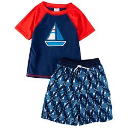 Floatimini Little Boys 2-pc. Sailboat Rashguard Swimsuit