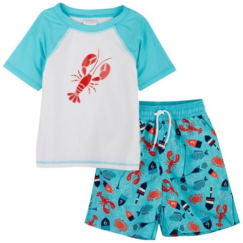 Floatimini Little Boys 2-pc. Lobster Rashguard Swimsuit