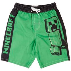 Little Boys Minecrat Print Swim Shorts