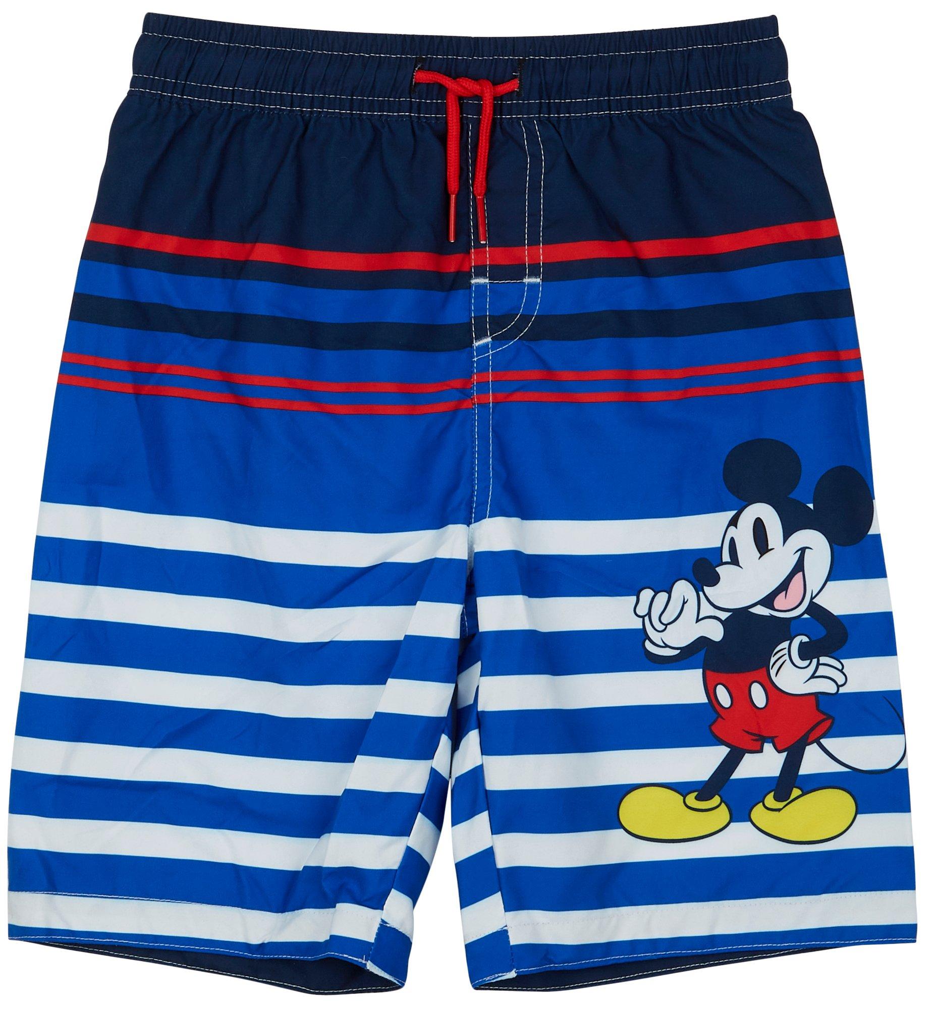 Mickey Mouse Little Boys Stripe Print Swimsuit Shorts