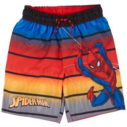 Spider-Man Little Boys Stripe Character Print Swim Trunks