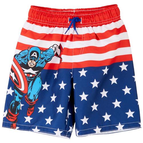 Marvel Comics Little Boys Captain America Swim Shorts