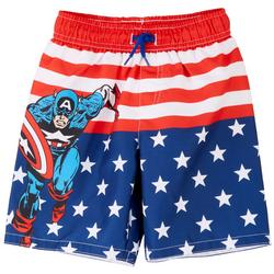 Comics Little Boys Captain America Swim Shorts