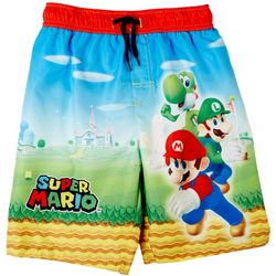 Mario Brothers Little Boys Super Mario Swim Trunks
