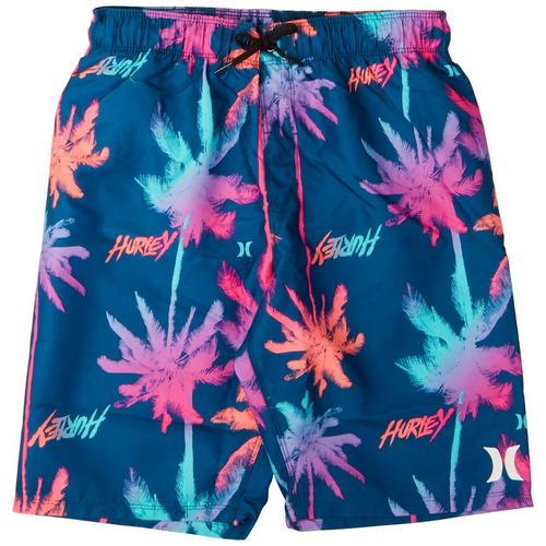 Hurley Big Boys Logo Palm Print Swim Shorts