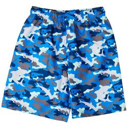 DOT & ZAZZ Big Boys Camo Shark Print Swimsuit Shorts