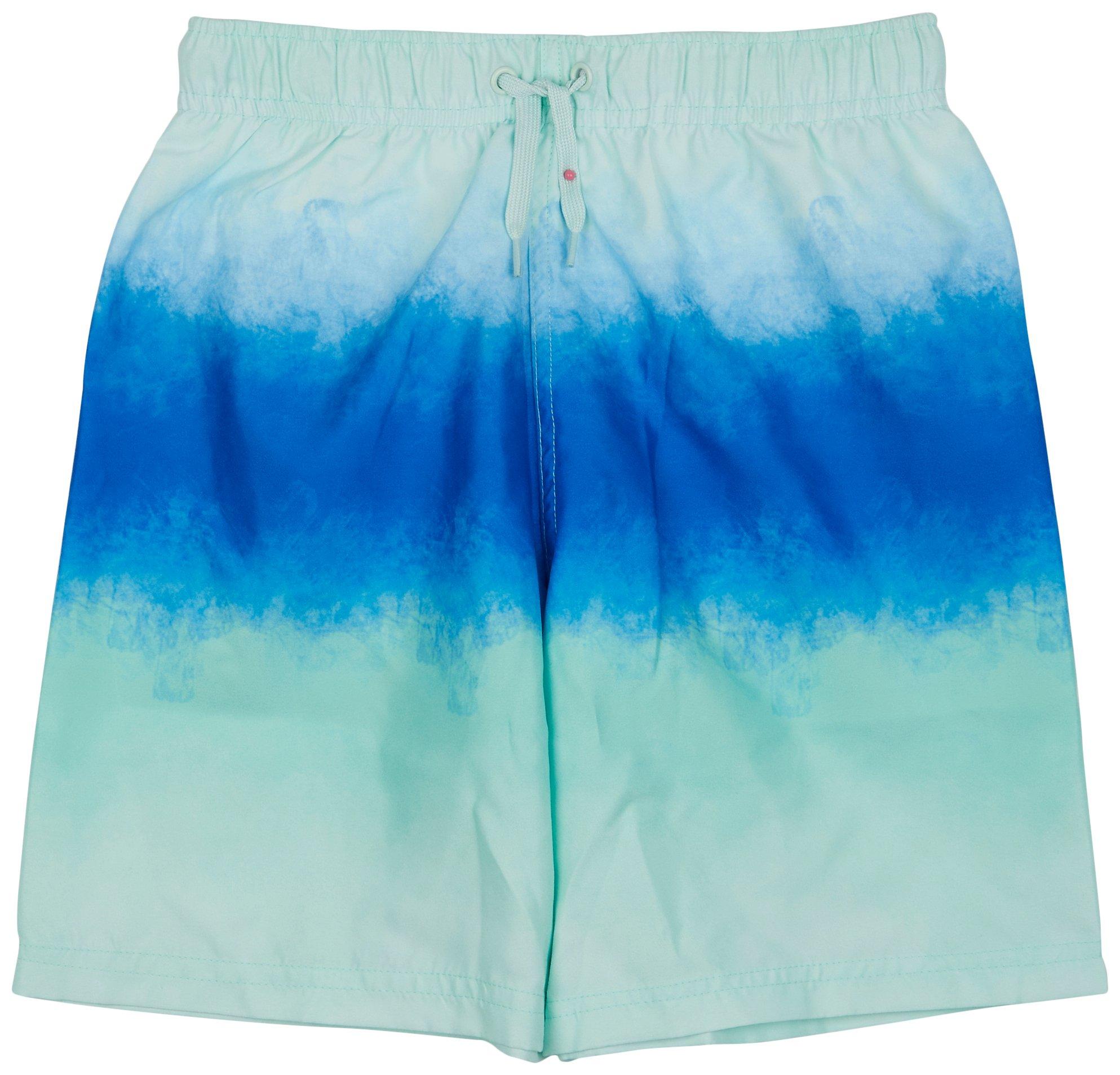 DOT & ZAZZ Big Boys Ombre Blue Print Swimsuit Shorts