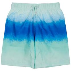 Big Boys Ombre Blue Print Swimsuit Shorts