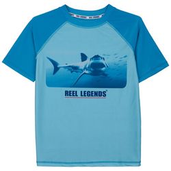 Reel Legends Big Boys Shark Photo Real Rashguard Tee