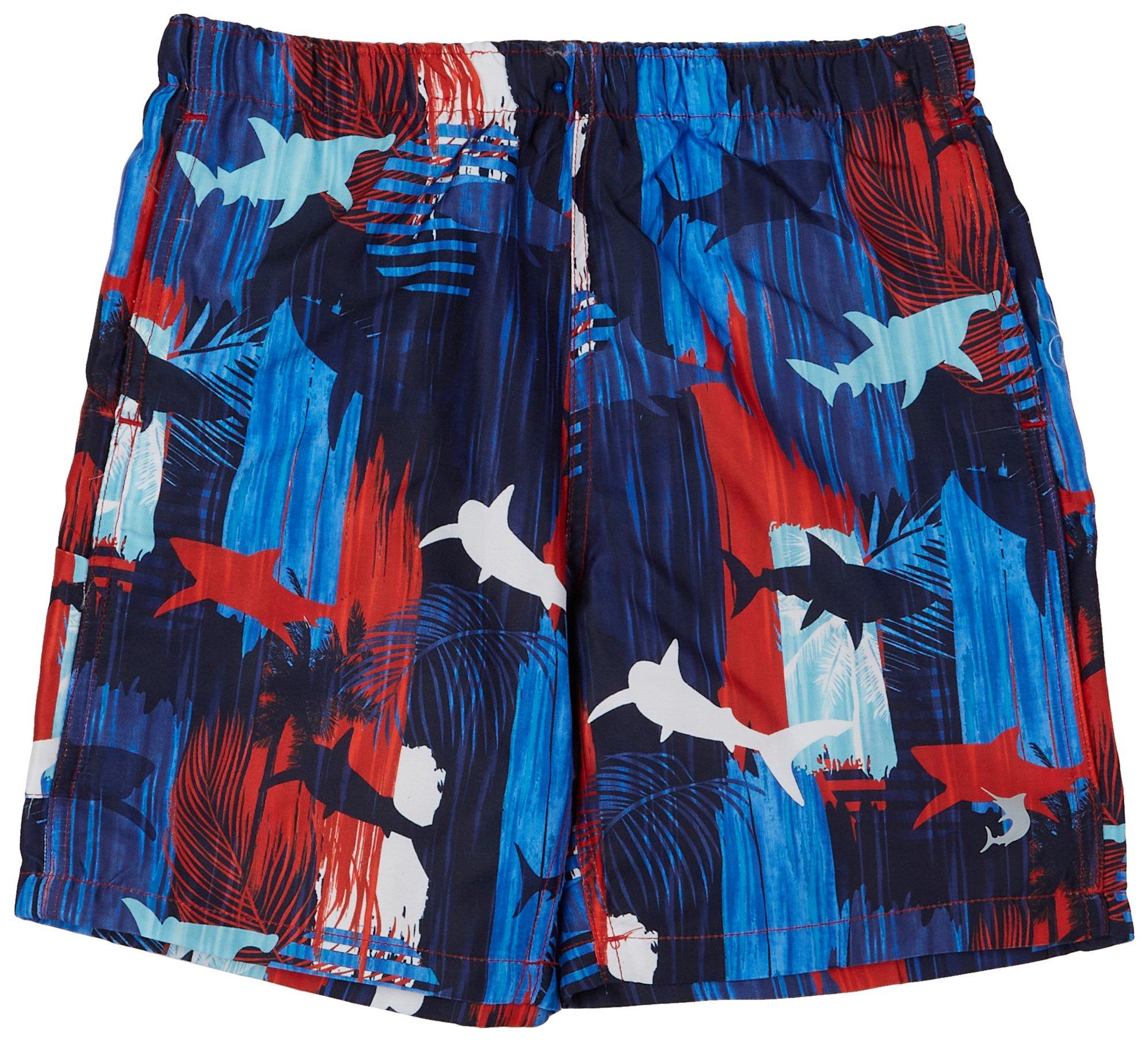 Little Boys Palm Sharks Swim Trunks