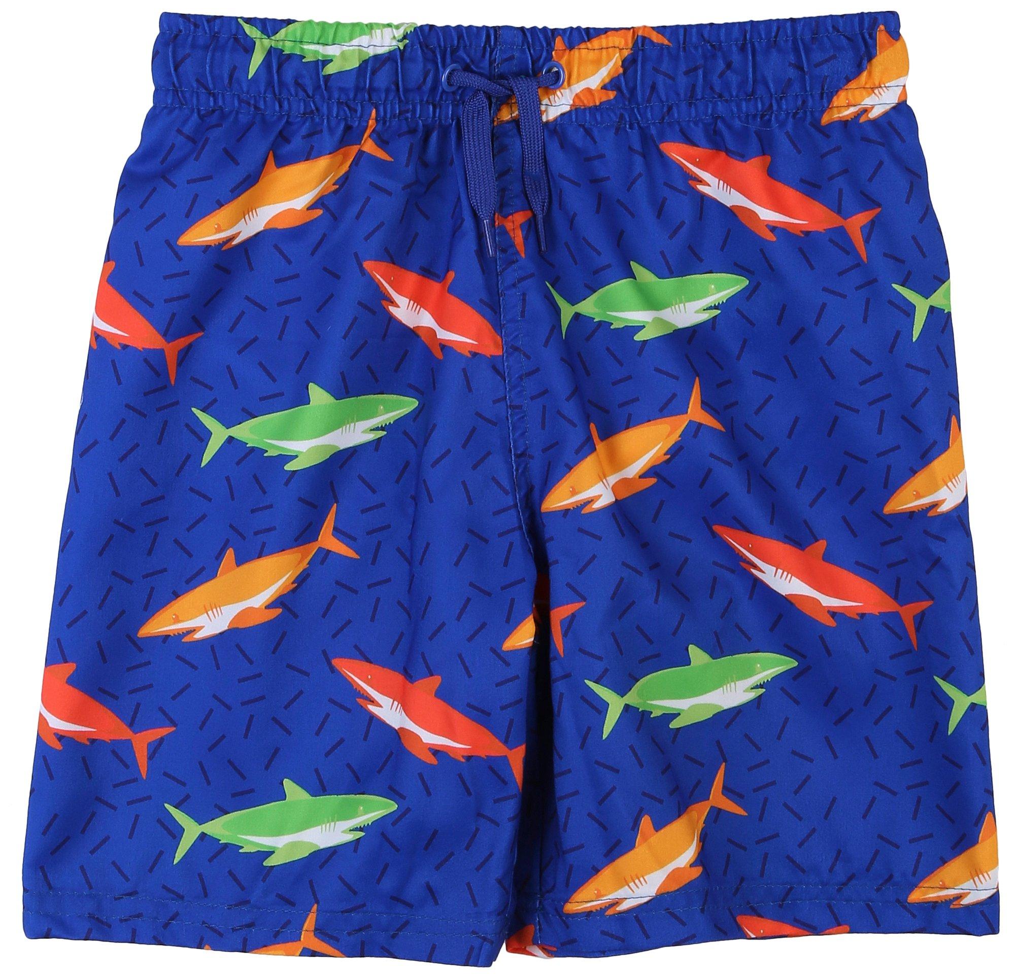 Little & Big Boys Shark Print Swimsuit Shorts