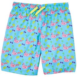 DOT & ZAZZ  Little & Big Boys Flamingo Float Swim Shorts