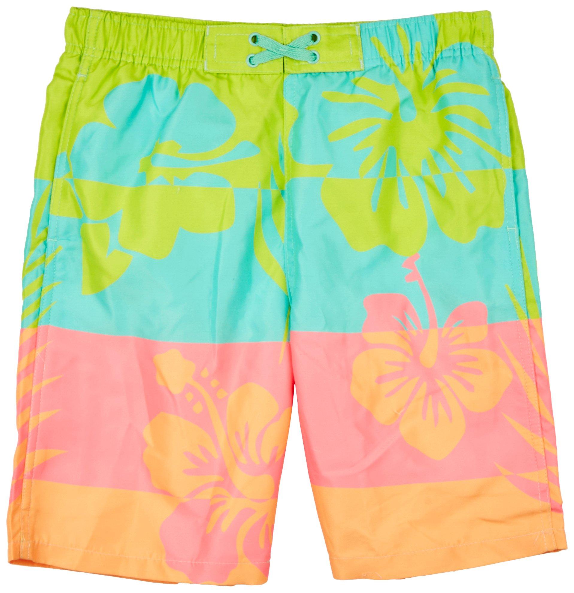 Big Boys Bright Hibiscus 2-in1 Swimsuit Shorts