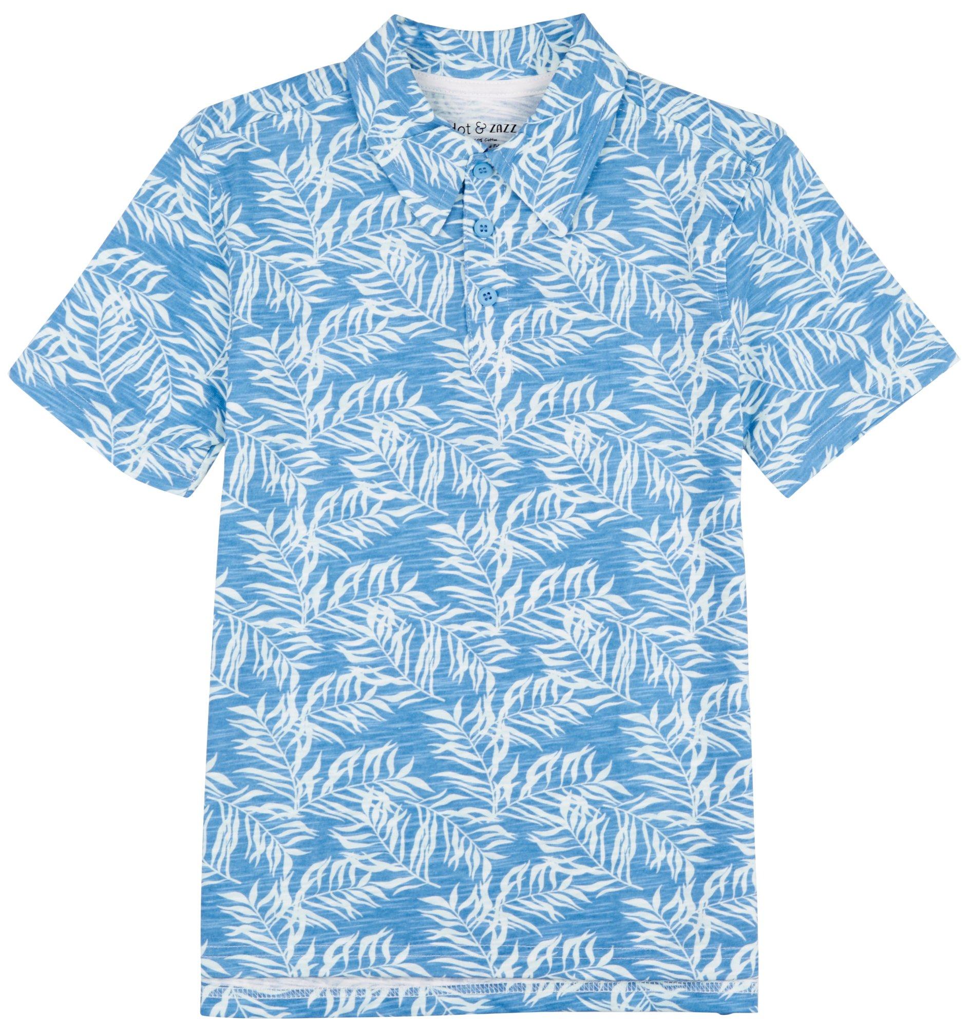 DOT & ZAZZ Big Boys Slub Leaf Print Polo Shirt