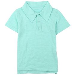 Little Boys Aruba Blue Solid Polo Shirt