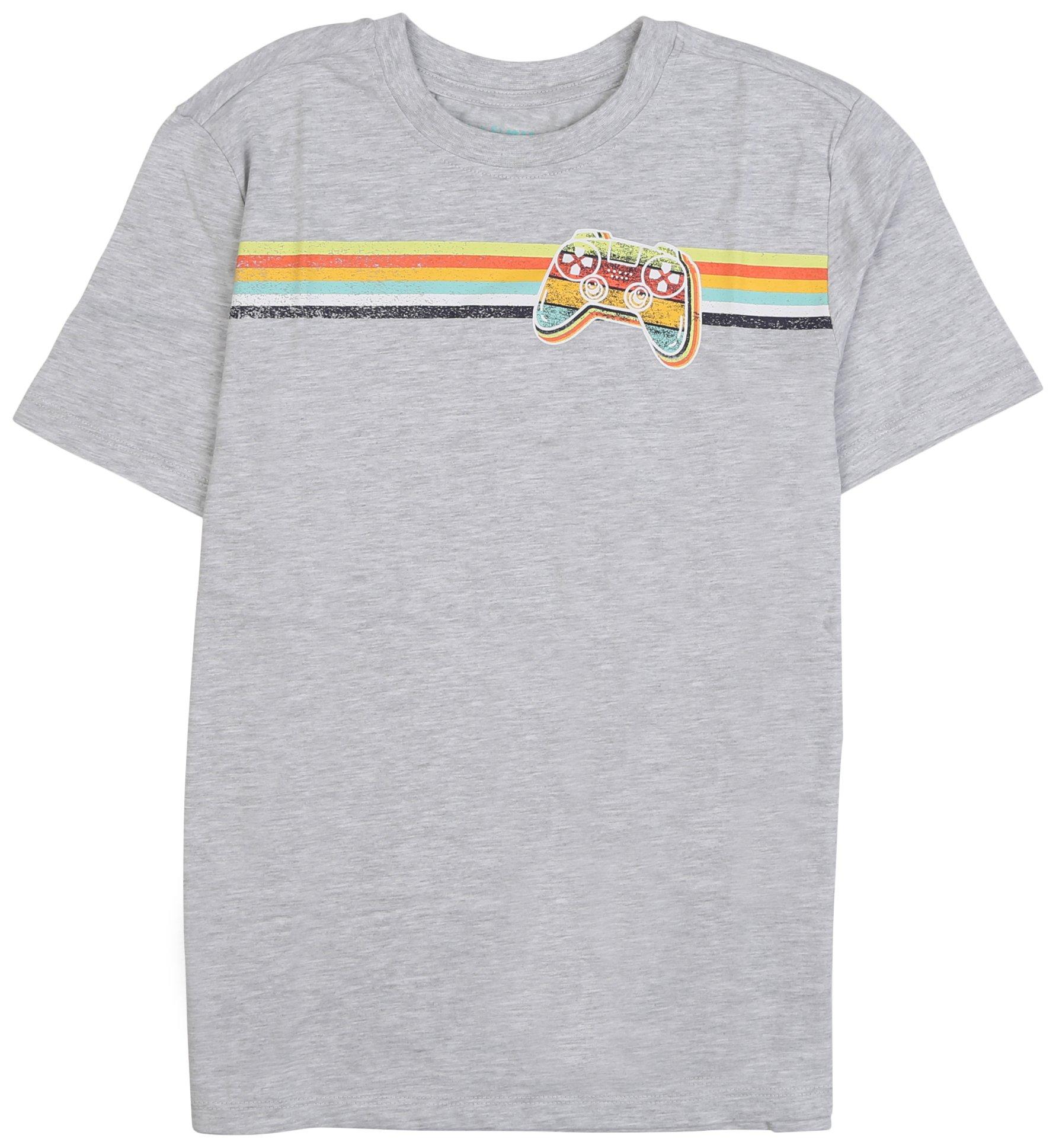 DOT & ZAZZ Big Boys Retro Game Stripes Short Sleeve T-Shirt