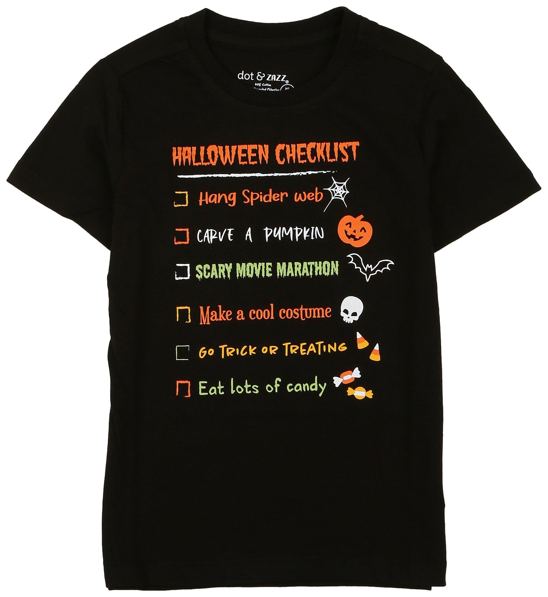 Little Boys Halloween Checklist Short Sleeve T-Shirt