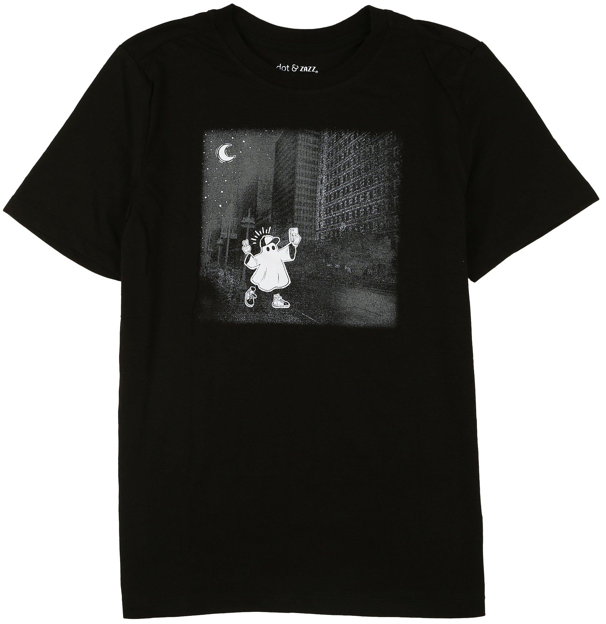 DOT & ZAZZ Big Boys Spooky Ghost Short Sleeve T-Shirt