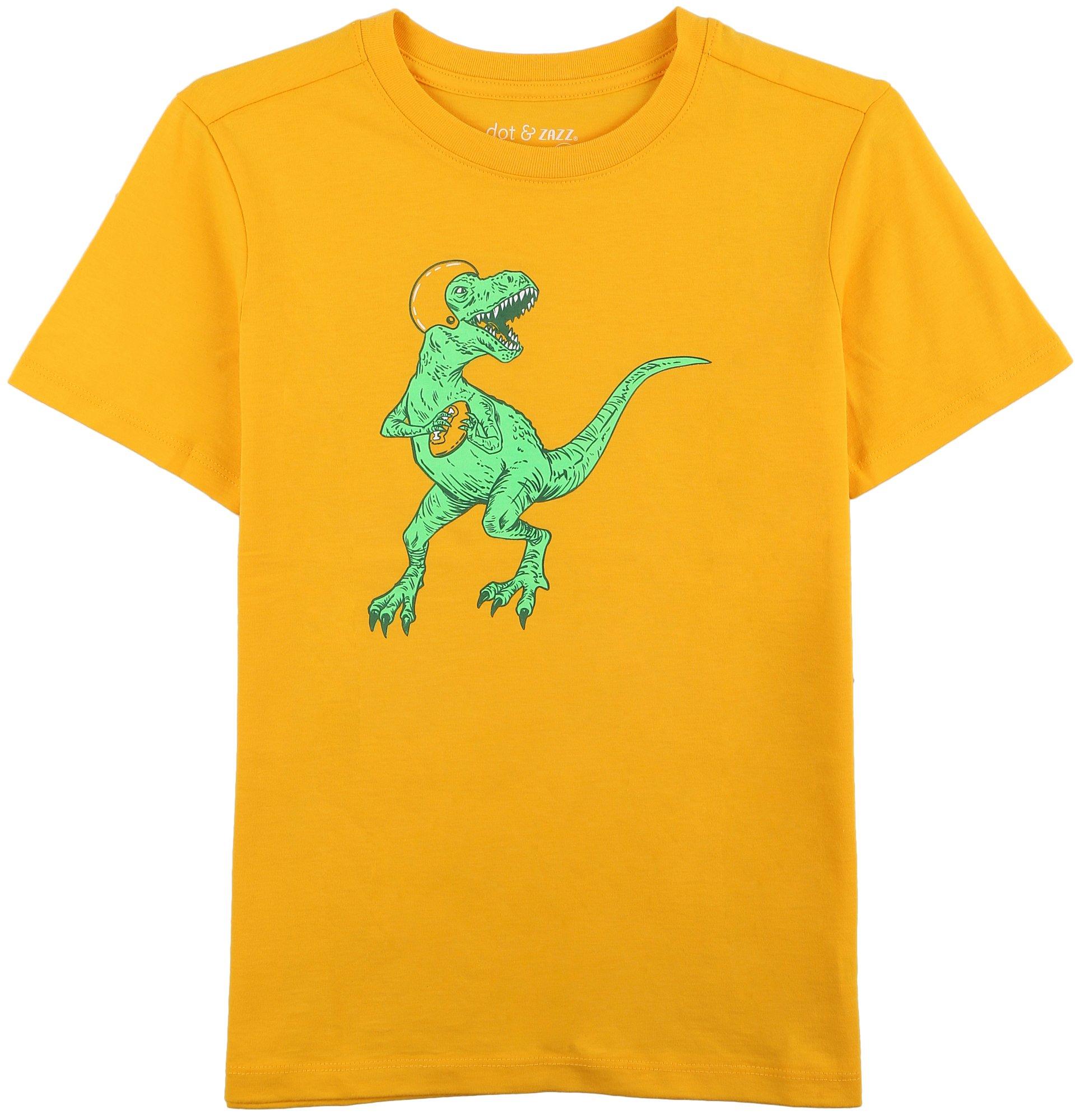 DOT & ZAZZ Big Boys Football Dinosaur Short Sleeve T-Shirt
