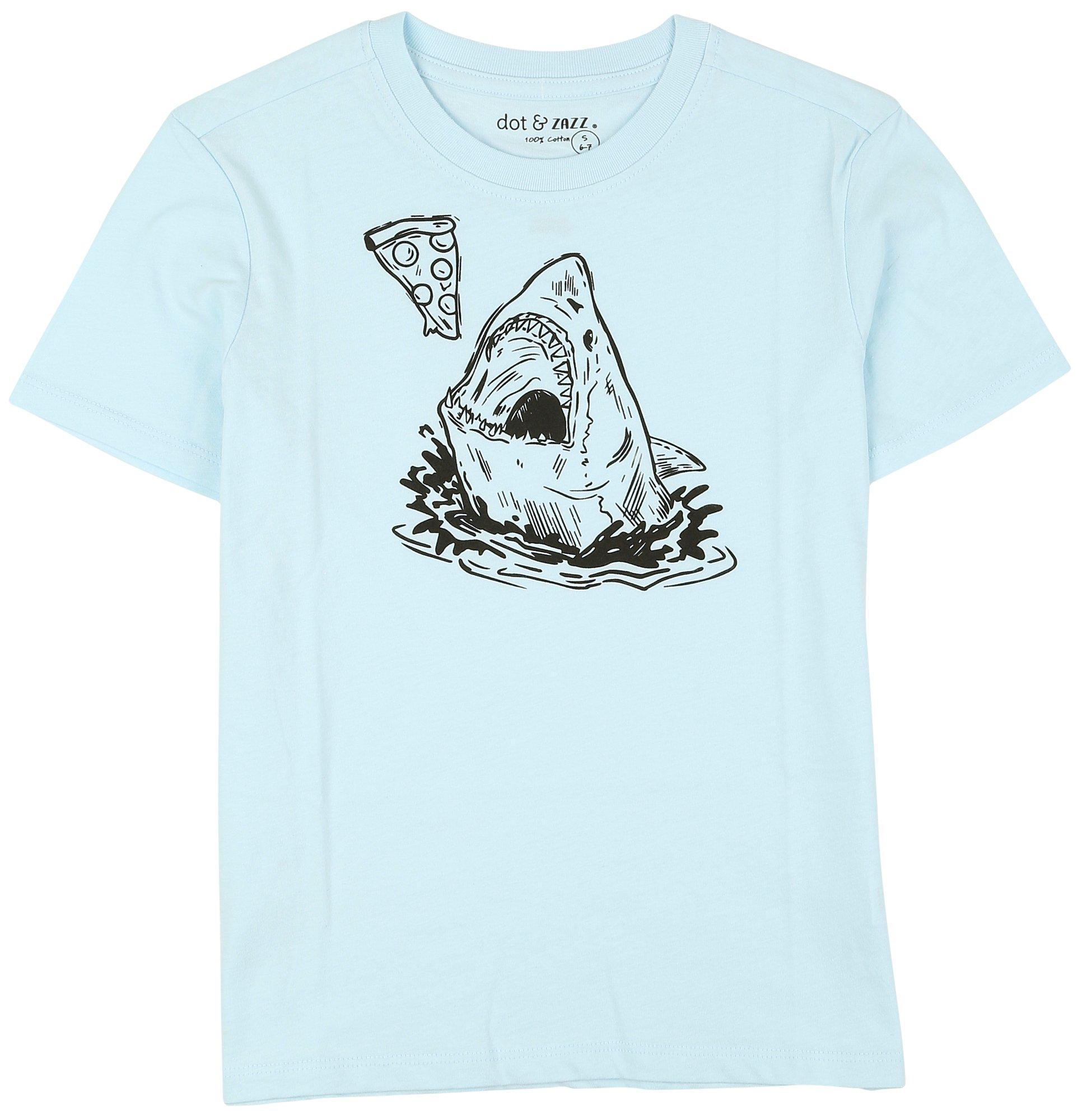 DOT & ZAZZ Big Boys Pizza Shark Short Sleeve T-Shirt