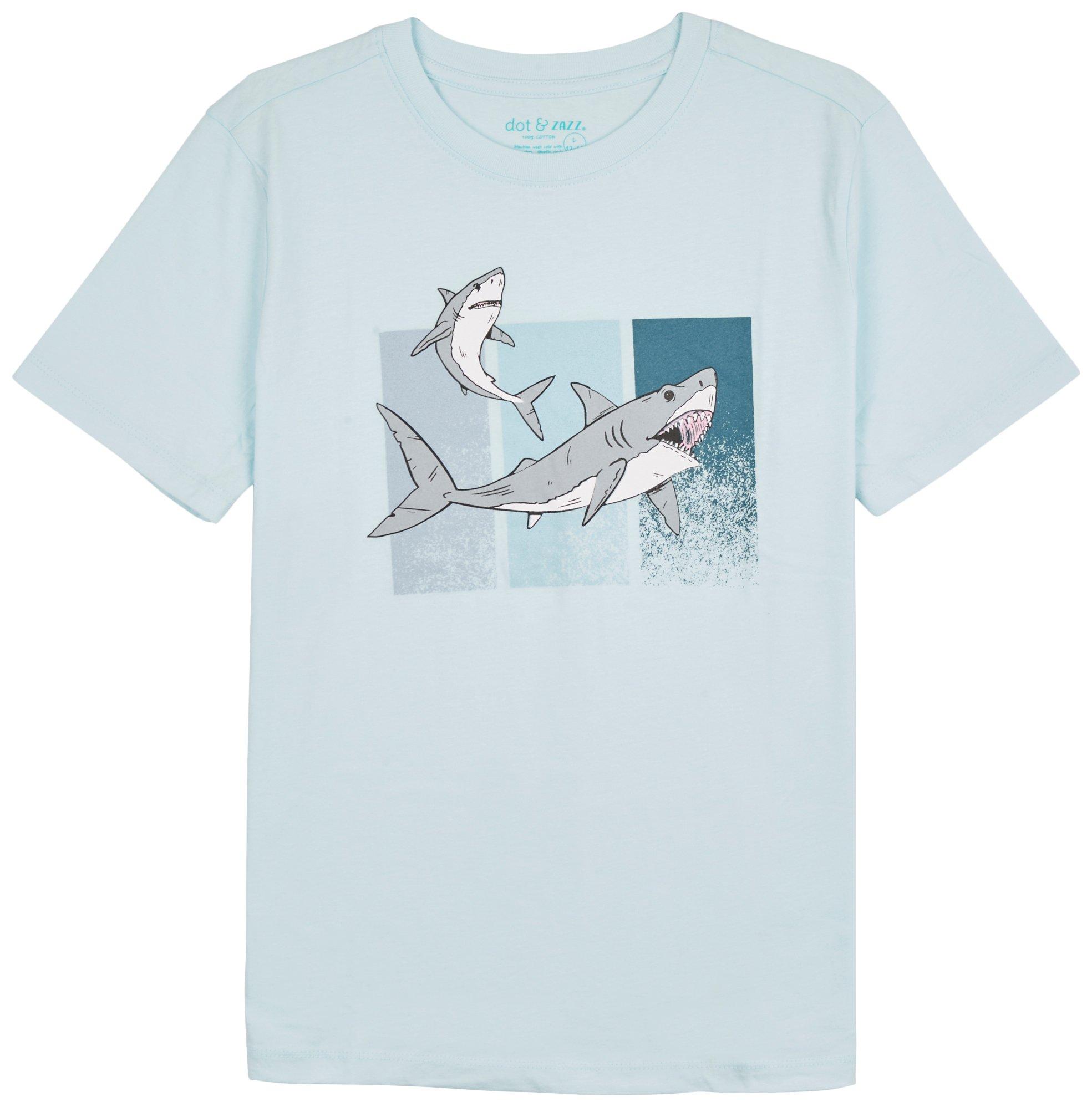 DOT & ZAZZ Big Boys Great White Shark Short Sleeve T-Shirt