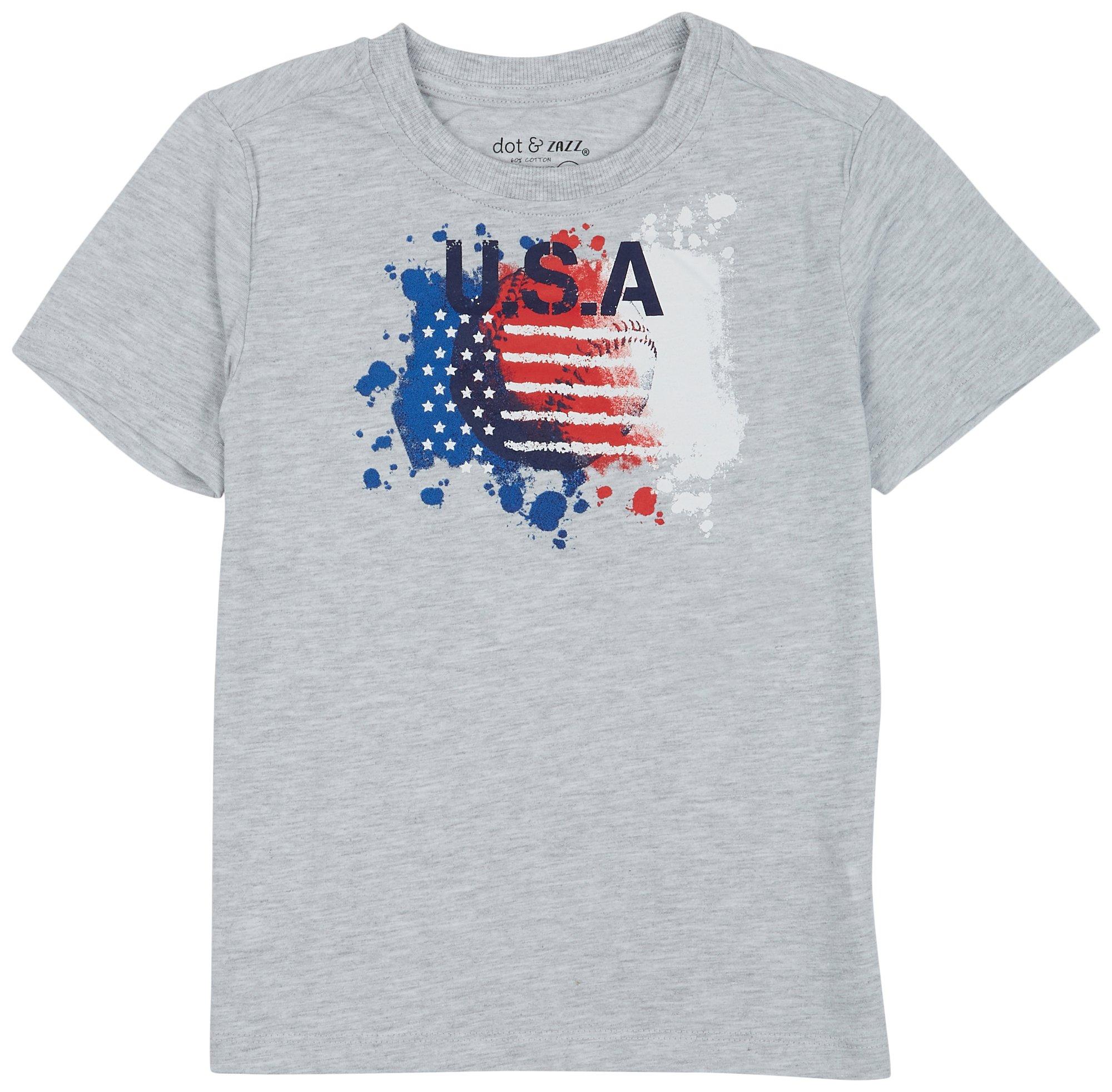 Dot & Zazz Big Boys U.S.A American Flag Short Sleeve Tee