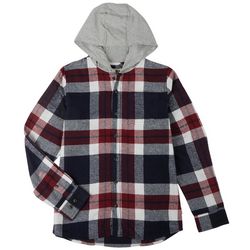 Visitor Little Boys Long Sleeve Plaid Flannel Hooded Shirt