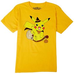 Pokemon Big Boys Pika Broom Character Screen Print T-Shirt