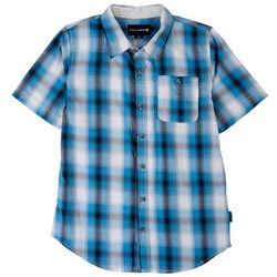 Ocean Current Big Boys Amorogos Blue Plaid  Button-Up Shirt