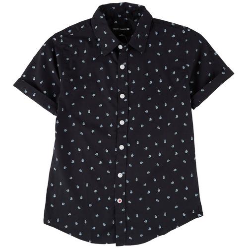 Ocean Current Big Boys Black Skull Button-Up Shirt