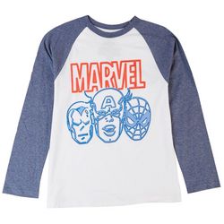 Marvel Big Boys 80th Anniversary Raglan Long Sleeve  T-Shirt