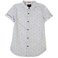 Denim & Flower Big Boys Seagull Print Cuff Button Down Shirt