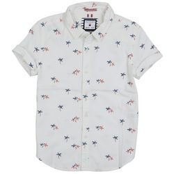 Little Boys Americana Palms Button Down Short Sleeve Shirt