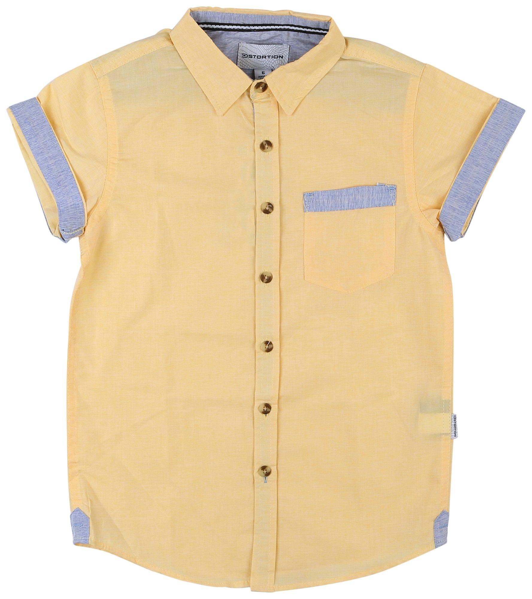 Distortion Little Boys Melange Woven Button-Up Shirt