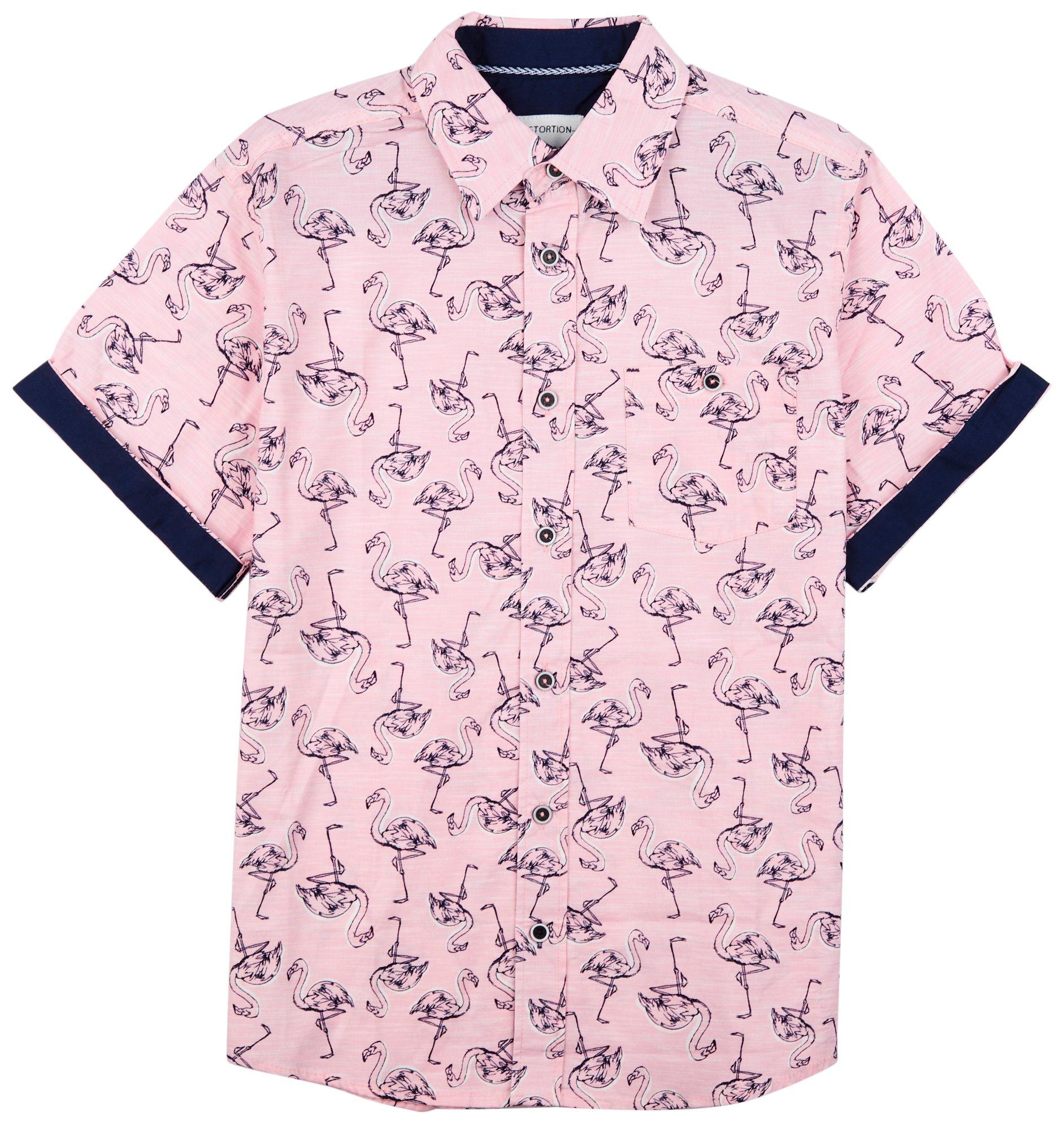Big Boys Flamingo Woven Sleeve Shirt