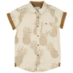 Distortion Little Boys Pineapple Sleeve Button-up Shirt