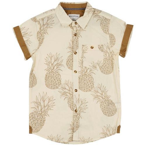 Distortion Little Boys Pineapple Sleeve Button-up Shirt