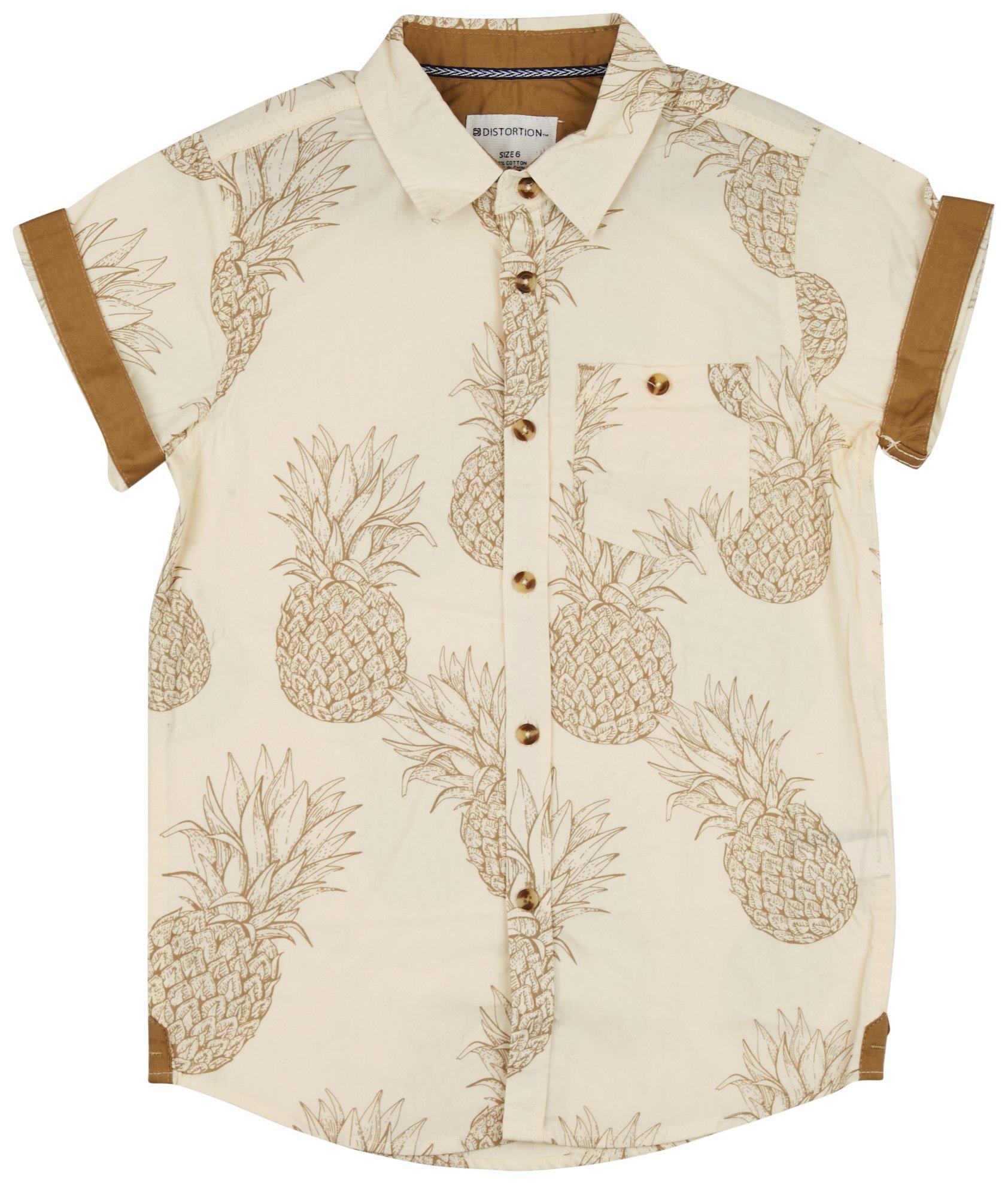 Big Boys Pineapple Woven Sleeve Shirt