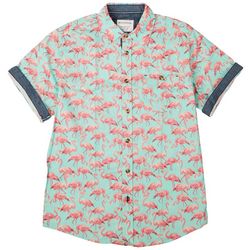 Distortion Big Boys Flamingo Button Down Cuff Sleeve Shirt