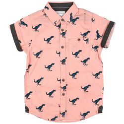 Little Boys Flamingo Button Down Cuff Sleeve Shirt