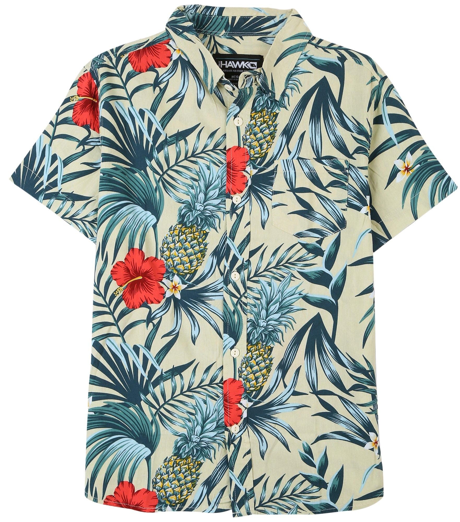 Tony Hawk Big Boys Tropical Button Down Shirt