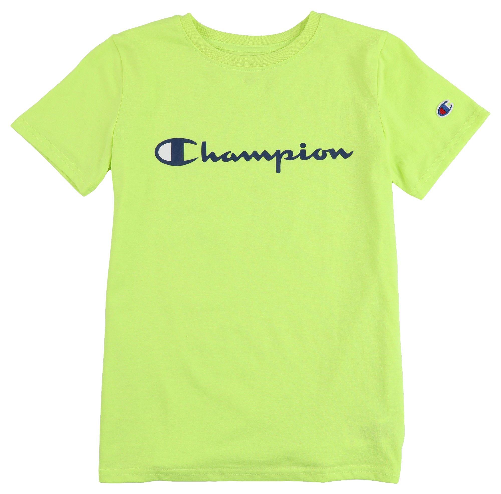 Champion Big Boys Classic Script Logo Solid Short Sleeve Tee