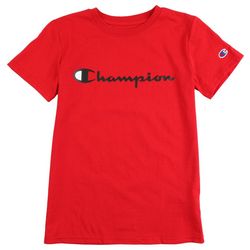 Champion Big Boys Classic Script Logo Short Sleeve T-Shirt