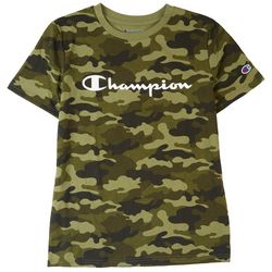 Champion Big Boys Camo Script Logo Short Sleeve T-Shirt