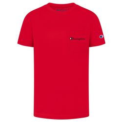Champion Big Boys Logo Script Pocket Short Sleeve T-Shirt