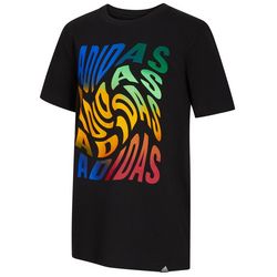 Adidas Big Boys Warped Rainbow Logo Short Sleeve T-Shirt